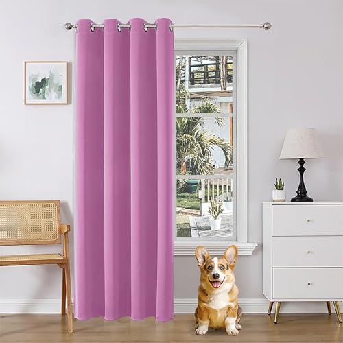 Image of Joydeco 1 Piece Blackout Curtains, Blackout Door Curtain, Door Curtain with Eyelets, Thermal Protection Against Cold and Heat, Sound Protection for Bedroom Living Room (Pink
