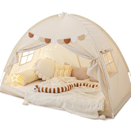 Twin Bed Toddler Canopy Bed Kids Tents Indoor Dream Playhouse Tent on Bed Bunk Privacy Space Blackout Sleeping Tents Portable Drafty Room Floor Bed Tents for Boys Girl Birthday, Christmas House Gift
