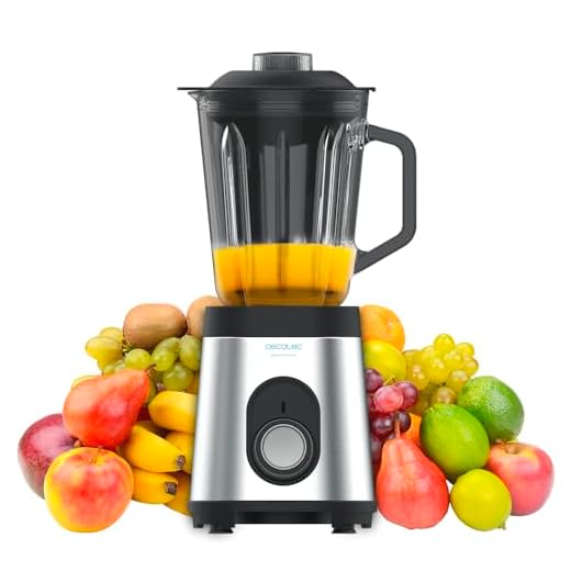 Cecotec Batidora de Vaso Power Black Titanium 1000 INOX. 1000 W, Cuerpo de Acero Inoxidable, Cuchilla de 6 Hojas con Recubrimiento de Titanio Negro, Jarra de Vidrio 1.5 L, 5 Velocidades