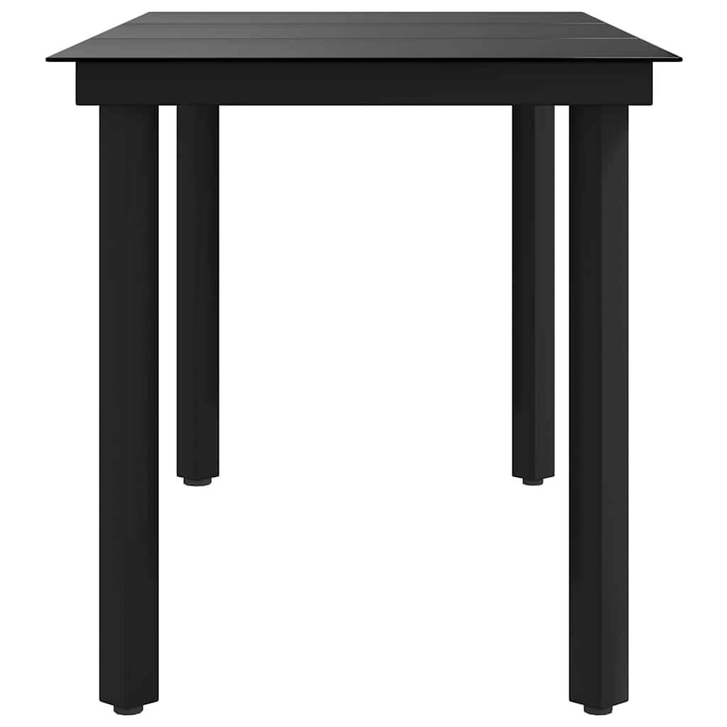 Robuster Esstisch aus Stahl und Glas für Garten Terrasse und Balkon mit schwarzem Stahlrahmen und Glasplatte 140x70x74 cm minimalistischer Gartentisch für draußen