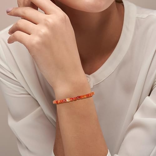 GAVU Crystal Bracelet for Women, Women's Beaded Bracelet, 5mm Onyx/Red Carnelian/Turquoise2