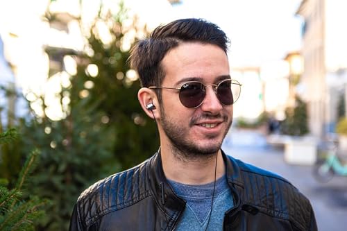 Image of LUDOS Clamor Wired Earbuds in Ear Headphones with Microphone, Earphones with Mic and Volume Control, Memory Foam, Reinforced Cable, Bass Compatible with iPhone, Apple, iPad, Computer, Laptop, PC