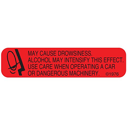 PHARMEX 1-X Permanent Paper Label,"MAY CAUSE", 1 9/16" x 3/8", Red (500 per Roll, 2 Rolls per Box)