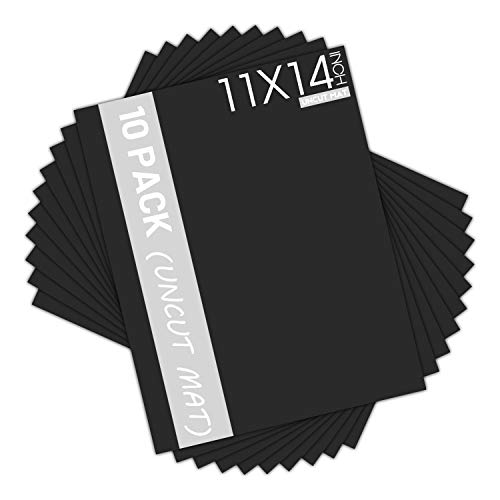 10 Pack 11x14 Black Mat Boards for Crafts
