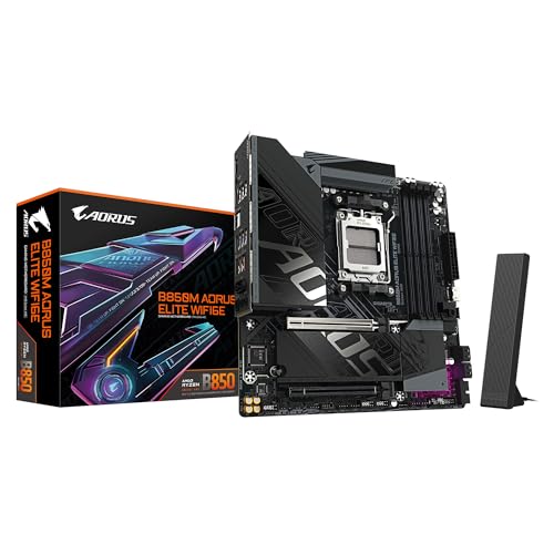 GIGABYTE B850M AORUS Elite WIFI6E Motherboard - AMD Ryzen 9000 Series Processors, Digital 12+2+2 Phase VRM, up to 8200MHz DDR5 (O.C.), 1x PCIe 5.0 + 1x PCIe 4.0 M.2, Wi-Fi 6E, 2.5GbE LAN