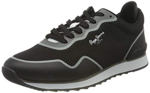 Pepe jeans men's cross 4 knit sneaker, 999black, 9