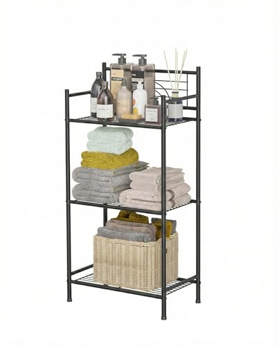 LEEDA 3-Tier Freestanding Bathroom Storage Shelf, Multipurpose Metal Tower Shelving