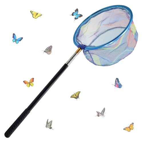 GETRICH Teleskop Kescher Kinder 66-145CM Angelkescher Schmetterlingsnetz mit Teleskopstange Kinder Fischernetz Fangnetz Kinderkescher für Outdoor Fische Insekten Angeln Strand Teich Garten Pool