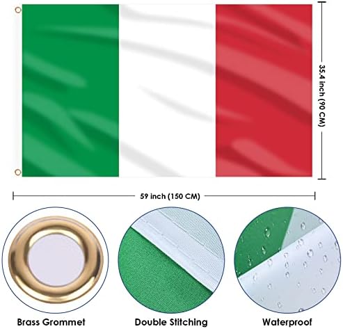 AhfuLife Italy Flag 3x5 Ft, Large Italian National Flag for Outside - Double Side with Brass Eyelets for Italian Party Decorations, Bar Garden Street Decoration Indoor Outdoor - View 4