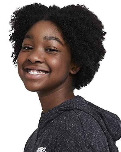 Nike Sportswear Big Kids' (Girls') Full-Zip Jersey Hoodie (Large, Black Heather/Black/White)4