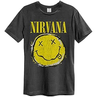 Amplified – T-Shirt Worn Out Smiley – Adulte - Les Beatles, Paul McCartney, John Lennon, RIngo Starr, George Harrison