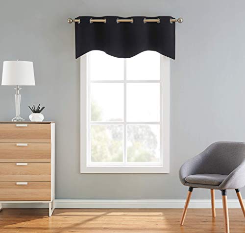 LinenZone 1 Scalloped Valance Curtain Panel - Premium Grommet Blackout Drape - 54 inch Wide x...