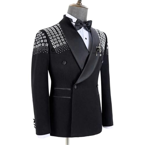 2 Piece Slim Fit Men's Suits Diamonds Tuxedo for Men One Button Blazer Pants Wedding Prom Suits Set Sailing Brooch2