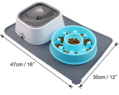 Joytale Dog Cat Food Mat, 18.5" X 12" Silicone Waterproof Pet Bowl Mat For Kitten And Doggie, Non Slip Pet Bowl Mats Placemats,Grey #TOP1