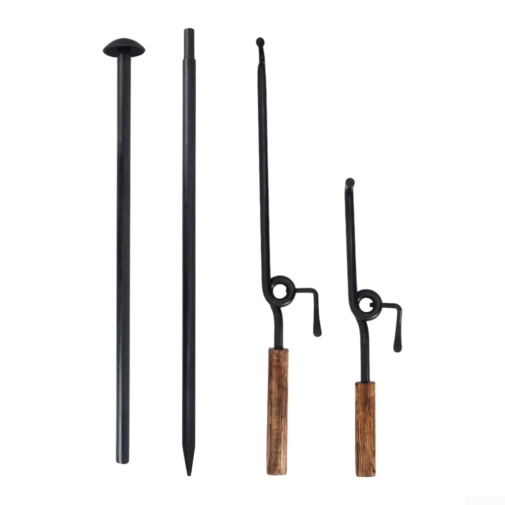 Griglia pieghevole per barbecue da campeggio con altezza regolabile, ferro | Braciere da campeggio con manico in legno, griglia perforata diamantata, altezza regolabile, ruggine