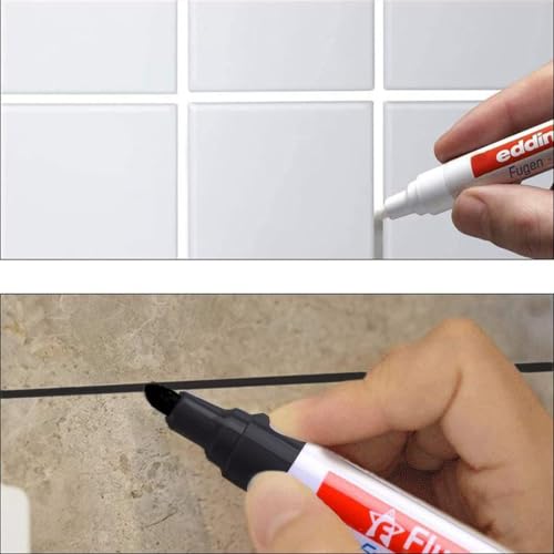 6 Stück Fugenstift Fugenmörtel Restaurierung Stift mit Ersatzspitze, Wasserfest Fugenstift Fliesen Stift Fugen, Reparatur Marker für Reparatur Fliesen Mörtel in Badezimmer, Küche, Veranda-Dunkelgrau