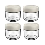 NBBENG Overnight Oats Jar Container,Glass Mason Jars with Lids Overnight Oats Container, Yogurt Pot, Breakfast Pots, Oatmeal Salad Jars, for Cereals Milk Fruit Condiment Dressing white (4-Pack 280ml)