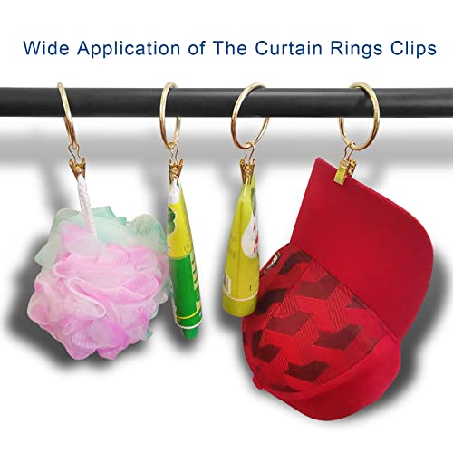 image for AMZSEVEN 40 Pack Metal Curtain Rings with Clips, Drapery Clips Hooks, 