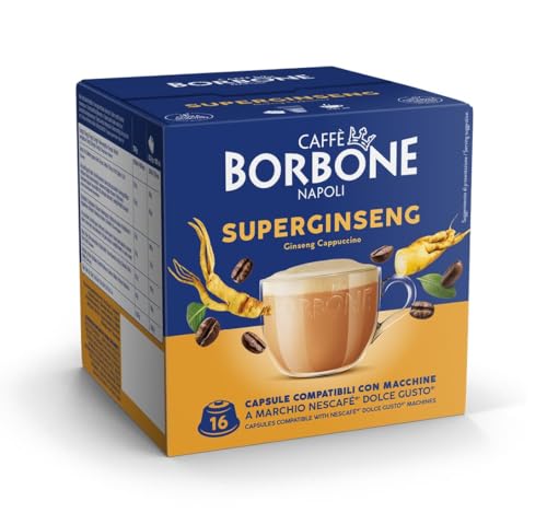 Caffè Borbone SuperGinseng - Caffè al Ginseng - 64 capsule (4 confezioni da 16) - Compatibili con le Macchine Nescafè* Dolce Gusto*