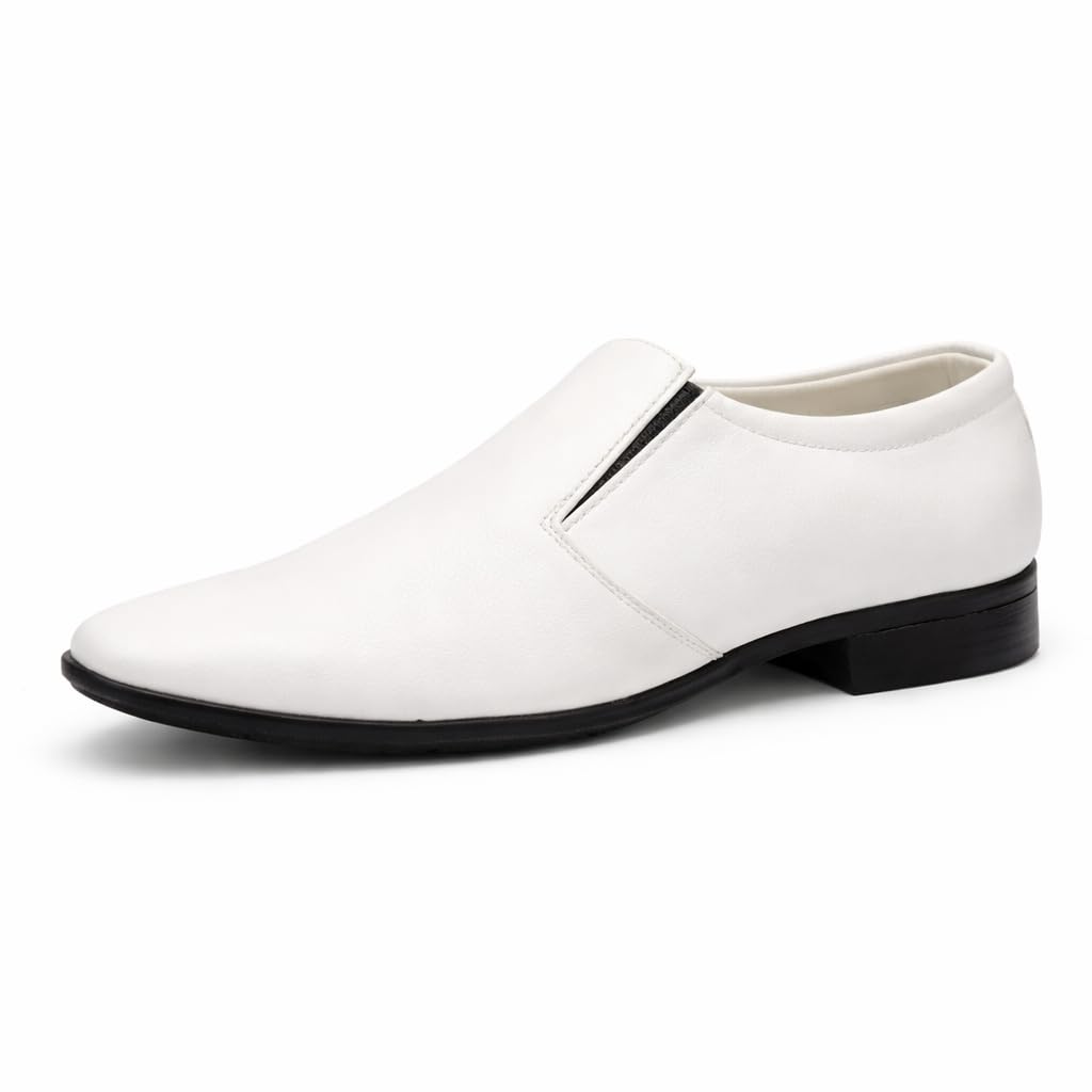 Men’s White Formal Slip On Shoes | Premium Synthetic Leather Loafers for Wedding, Party & Office Wear | Lightweight, Comfortable & Stylish Dress Shoes for Men-image-44