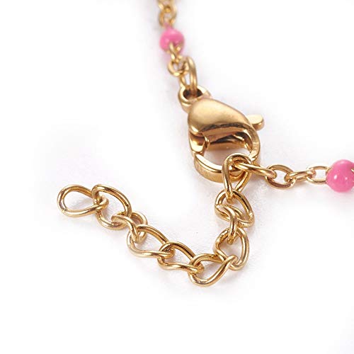 Lzd Stainless Steel Enamel Chain Bracelet Lobster Evil Eye Gold Adjustable 2Mm A110 (Pink) #TOP1