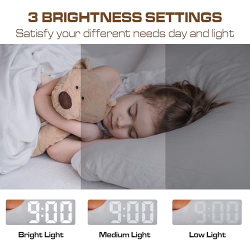 Réveil numérique miroir LED Königswerk écran géant à luminosité réglable - 8