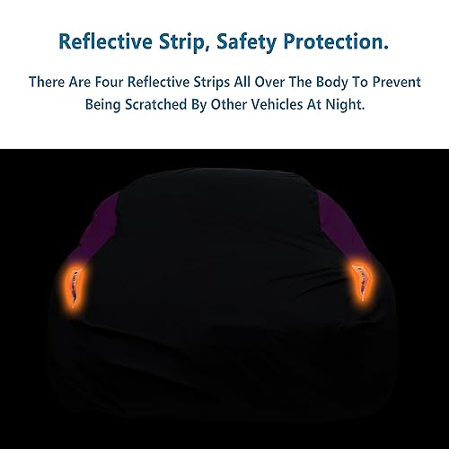 Image of MORNYRAY Waterproof Car Cover All Weather Snowproof UV Protection Windproof Outdoor Full car Cover, Universal Fit for Sedan (Fit Sedan Length 194-206 inch, Purple)