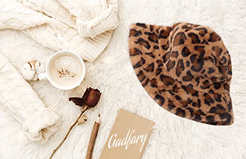 Image of Bucket Hat Women Furry Fuzzy Bucket Hats for Ladies, Winter Warm Fluffy Plush Faux Fur Hat for Women