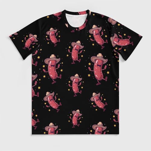 Dancing Sausage Fashion Men's T-Shirts Round Neck Graphic Short Sleeve Classic Tees Tops2