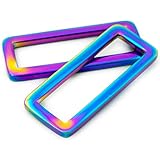 Rainbow Metal Flat Rectangle Rings Buckle, 4 PCS Webbing Strap Loops Adjuster Square Buckle (1 1/2')