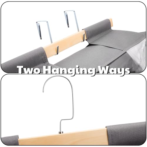 Image of Hanging Yarn Storage Organizer, Over the Door Hanging Yarn Holder with 4 Large Pockets, Clear Crochet Knitting Bag Organizer with Zippers and Hooks, for Knitting Needles Crochet Hooks, Gray