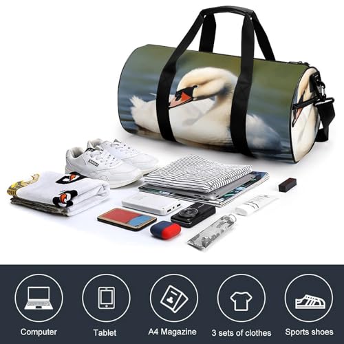 Gym Bag For Women Men Lightweight Cute Little Swan Print Duffel Bag Personalized Travel Bags For Travel Sports4