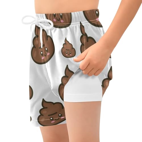 Cute Poop Boys Swim Trunks Size 9 Size 10 Size 11 with Compression Liner Funny Boys Swim Shorts Water Resistant Bathing Suit2