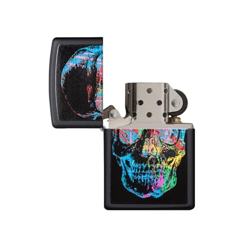 Encendedor Zippo Colorful Skull Negro Mate miniatura 3