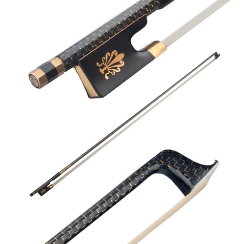 Arco de violín Well d 4/4 con varilla redonda de carbono trenzado dorado y rana de ébano, piezas y...