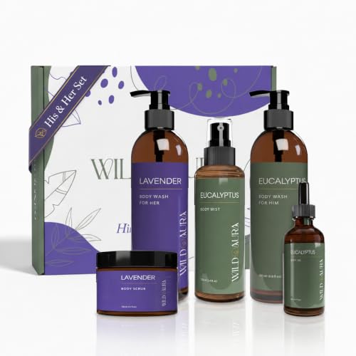 Couples Spa Gift Set - Self Care Bath &amp; Shower Kit for Him &amp; Her, Pack of 5