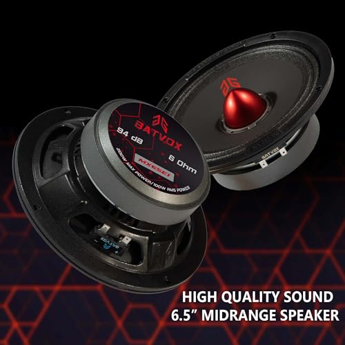 Image of MX65E1 Loudspeaker 6.5 Inch Midrange 400 Watts 6 Ohms Red Bullet, Premium Quality Audio Door Speakers for Car or Truck Stereo Sound System, Black (2 Speakers)