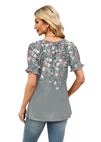 Image of WIHOLL Womens Short Sleeve Square Neck Summer Tops Dressy Casual Blouses Trendy Clothes 2026