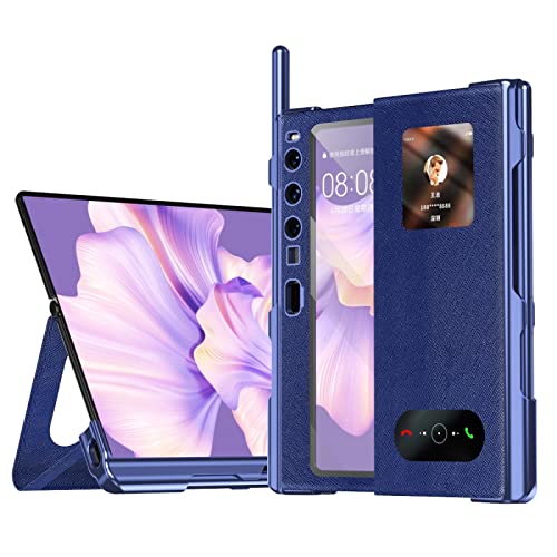 YXCY para Huawei Mate Xs 2 integrado patrón cruzado galvanizado todo incluido teléfono funda con soporte TTYWW (color: azul)