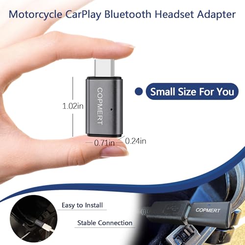 COPMERT Motorcycle Wireless CarPlay Bluetooth Adapter Compatible with Harley Davidson 2024 Road Glide/Street Glide 2025 Street Glide Accessories with Passthrough USB-C Charging Port Plug and Play