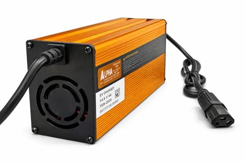 Image of Alpha 54.6V 6A, 48V Lithium-ion Battery Charger | 06+10 Months Warranty | Auto Cut Off Charger| Japanese Technology| Intelligent LED Display | for 48V Lithium-Ion Battery | Extra Long Cable 3+1Meter