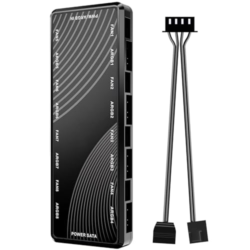 Hub de ventilador PC ARGB PWM de 8 puertos para setups gaming silenciosos