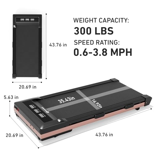 Image of DeerRun Walking Pad Treadmill with Incline, 12% Auto Incline Under Desk Treadmill, 3.0 HP, 300 lb Capacity, Portable Treadmill for Home Office, Remote & App Control