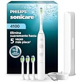 Philips Sonicare Serie 4100 - Cepillo dental sónico con sensor de presión, 4 ajustes de cepillado, función EasyStart, SmarTimer, autonomía de 21 días, estuche, blanco, HX4046/41, [Nuevo]