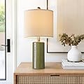 G-SAFAVA 20.25" Small Single Table Lamp for Bedroom Modern Ceramic Nightstand Lamp Farmhouse Bedside Lamp Boho Living Room Lamp Green Side Table Lamp End Table Lamp