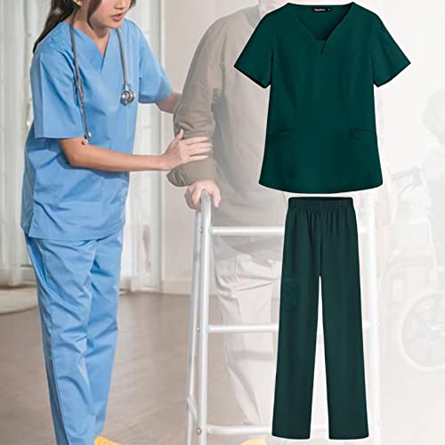 UGPLM Conjunto de calças femininas com fantasia de enfermeira para hospital Uniforme feminino de enf