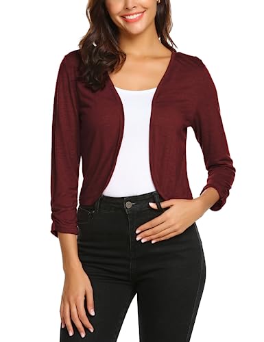 Parabler Damen Bolero Kurze 3 Ärmel Strickjacke Schulterjacke Shrug Top...