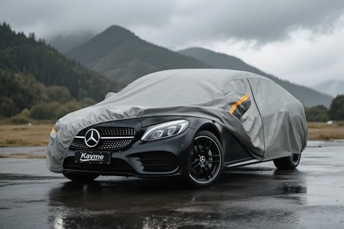 Image of Kayme Heavy Duty Car Cover Custom Fit Mercedes Benz C-Class C300 C350 C400 C450 C63 AMG, Waterproof All Weather for Automobiles, Full Exterior Covers Sun Rain UV Protection.
