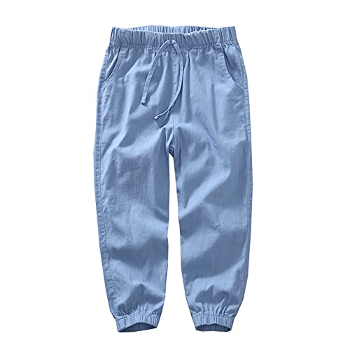 Siehin Kinder Jungen Leinenhose Sommerhose Jogginghose Freizeithosen mit Elastischem Bund