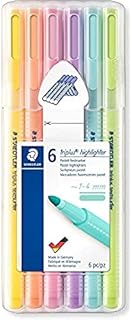 Staedtler triplus highlighter, ergonomic triangular shape, set of 6 pastel colours, line width 1 - 4 mm
